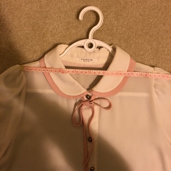 💜Short Sleeve Bow Tie Collared Blouse - Picture 7 of 7